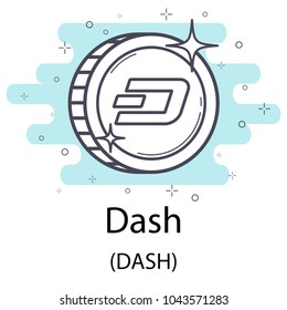 White dash cryptocurrency coin isolated on white background