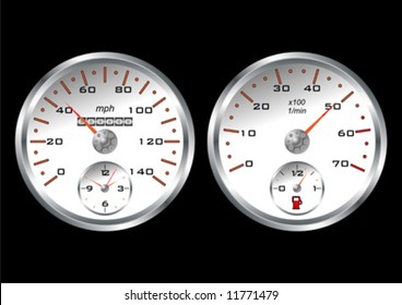 White dashboard car isolated over black background