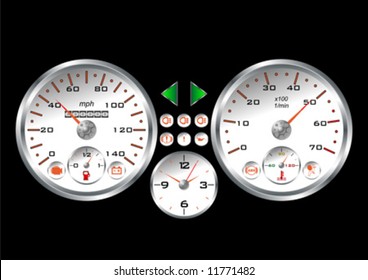 White dashboard of a sport car over black background