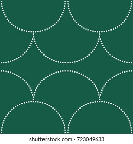 White dashed simple graphic is on dark green background. This pattern can be used for textile, carpet, wallpaper, curtain, monitor wallpaper, banner and etc.