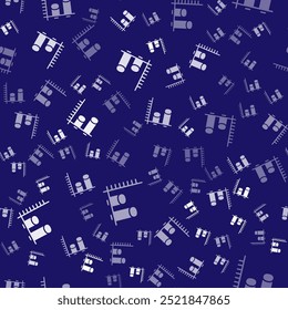 Ícone de análise de dados branco isolou o padrão perfeito no plano de fundo azul.  Vetor