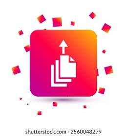 White Data export icon isolated on white background. Square color button. Vector
