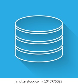 White Database icon isolated with long shadow. Network databases, disc with progress bar. Backup concept. Vector Illustration