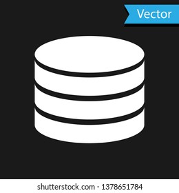 White Database icon isolated on black background. Network databases, disc with progress bar. Backup concept. Vector Illustration