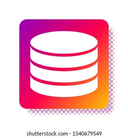 White Database icon isolated on white background. Network databases, disc with progress bar. Backup concept. Square color button. Vector Illustration
