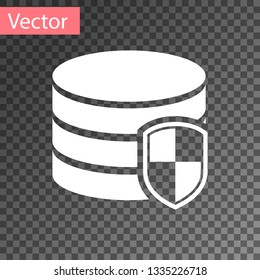 White Database protection icon isolated on transparent background. Secure database icon. Vector Illustration