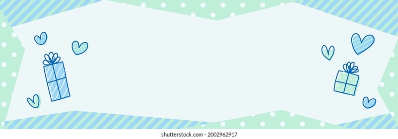 White Day blue frame (horizontal, copy space)