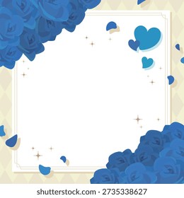 White Day blue rose frame