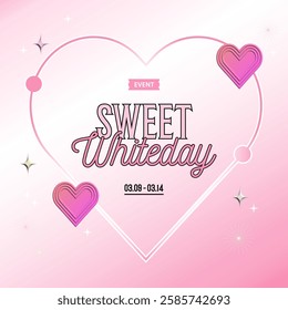 White Day Event Template with Heart Frame and Heart object