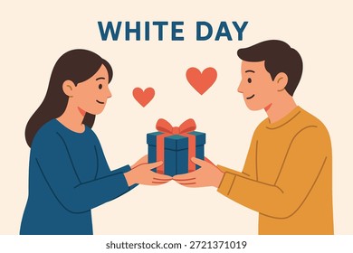 Vetor plano de troca de presentes do dia branco