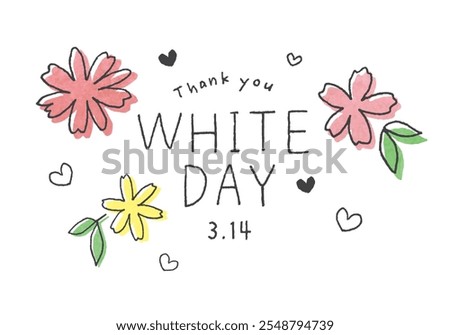 White day hand drawn letters and flower illustration