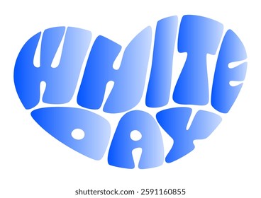 White Day heart shaped typography. Vector illustration. Gradient color retro lettering design. White Day is a Japanese event where people give gifts in return for Valentine's Day.