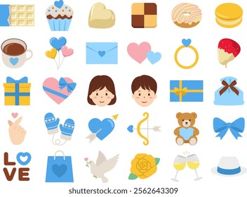 White Day icon set vector illustration