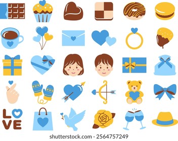 White Day icon set vector illustration