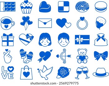 White Day icon set vector illustration