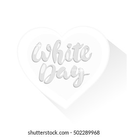 White day message on white heart for white day decoration.