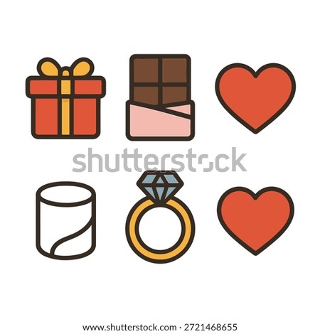White Day Romantic Icons Set