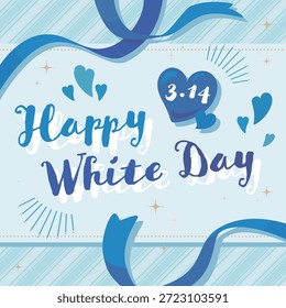 White Day striped frame with ribbon