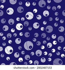 White Death star icon isolated seamless pattern on blue background.  Vector