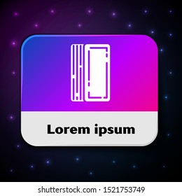 White Deck of playing cards icon isolated on black background. Casino gambling. Rectangle color button. Vector Illustration