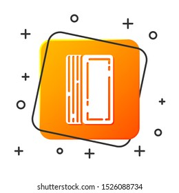 White Deck of playing cards icon isolated on white background. Casino gambling. Orange square button. Vector Illustration
