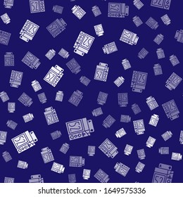 White Deck of playing cards icon isolated seamless pattern on blue background. Casino gambling.  Vector Illustration