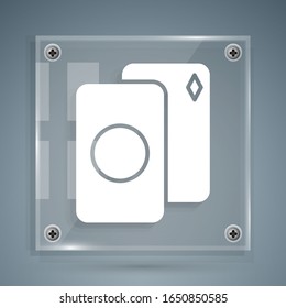 White Deck of playing cards icon isolated on grey background. Casino gambling. Square glass panels. Vector Illustration