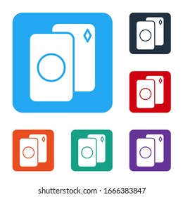 White Deck of playing cards icon isolated on white background. Casino gambling. Set icons in color square buttons. Vector Illustration