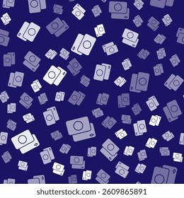 White Deck of playing cards icon isolated seamless pattern on blue background. Casino gambling.  Vector Illustration