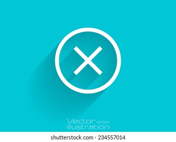 White decline icon on blue background