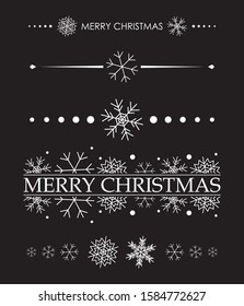 white decorations with snowflakes - merry christmas - vector set