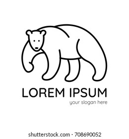White decorative bear line icon
