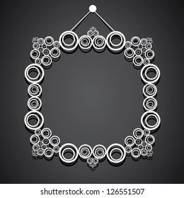 white decorative white frame on black wall. vector illustration. cut paper design frame.