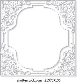 White decorative frame with shadow