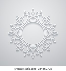 White decorative frame with shadow. Template for your design