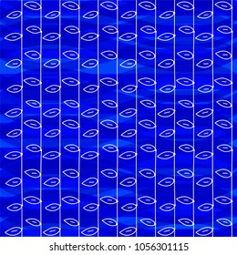 White decorative hand drawn pattern on deep sea-blue background