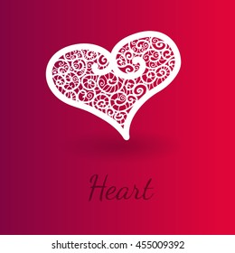 white decorative heart red gradient background