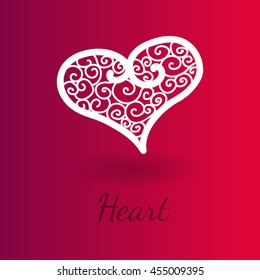 white decorative heart red gradient background