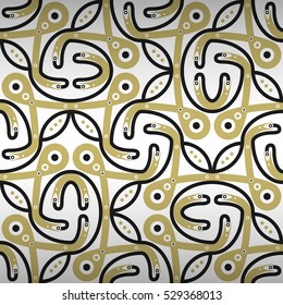 White decorative seamless pattern background in ethnic style. Classic design. Intricate mosaic repeatable backdrop. Colorful, symmetrical design for banner, web, ads or other purpose.