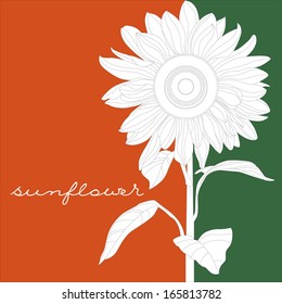 white decorative sunflowers on terracotta and green background