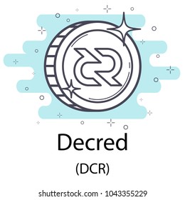 White decred cryptocurrency coin isolated on white background