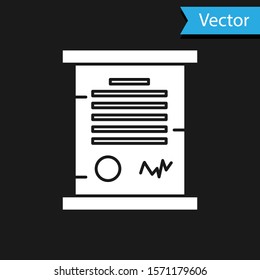 White Decree, paper, parchment, scroll icon icon isolated on black background.  Vector Illustration