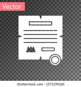 White Decree, paper, parchment, scroll icon icon isolated on transparent background.  Vector Illustration