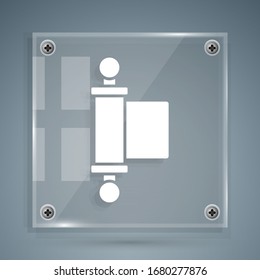 White Decree, paper, parchment, scroll icon icon isolated on grey background. Chinese scroll. Square glass panels. Vector Illustration