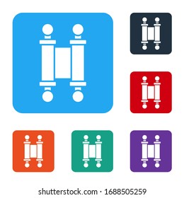 White Decree, paper, parchment, scroll icon icon isolated on white background. Chinese scroll. Set icons in color square buttons. Vector Illustration