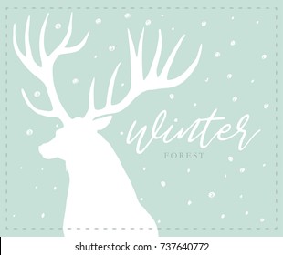 White deer card template for season's greetings. 
