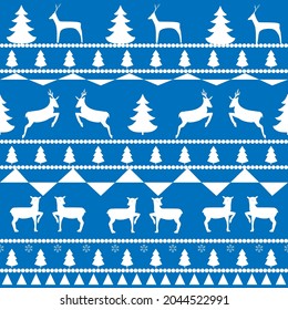 White deer and christmas tree seamless pattern. Fashion graphic background design. Modern stylish abstract texture. Monochrome template for prints, textiles, wrapping, wallpaper. Vector illustration