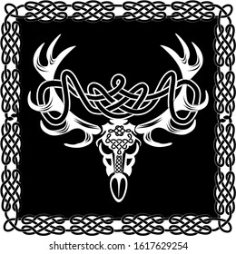 White Deer is the main solar animal of the Celts, Horns symbolize the sacred Tree of Life, a receptacle of cosmic forces. A symbol of excess, prosperity and courage. Esotericism, paganism, occultism  