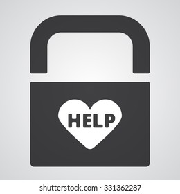 White Defibrillator  icon on black pad lock
