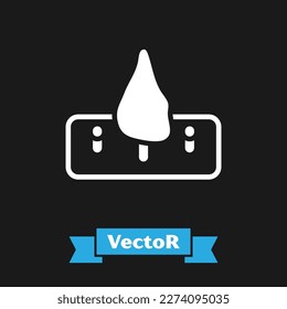 White Deforestation icon isolated on black background. Chopping forest, destruction of wood. Danger for ecology and air pollution.  Vector